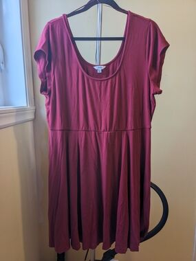 Penningtons Scoop Neck Skater Dress in Wine Red
